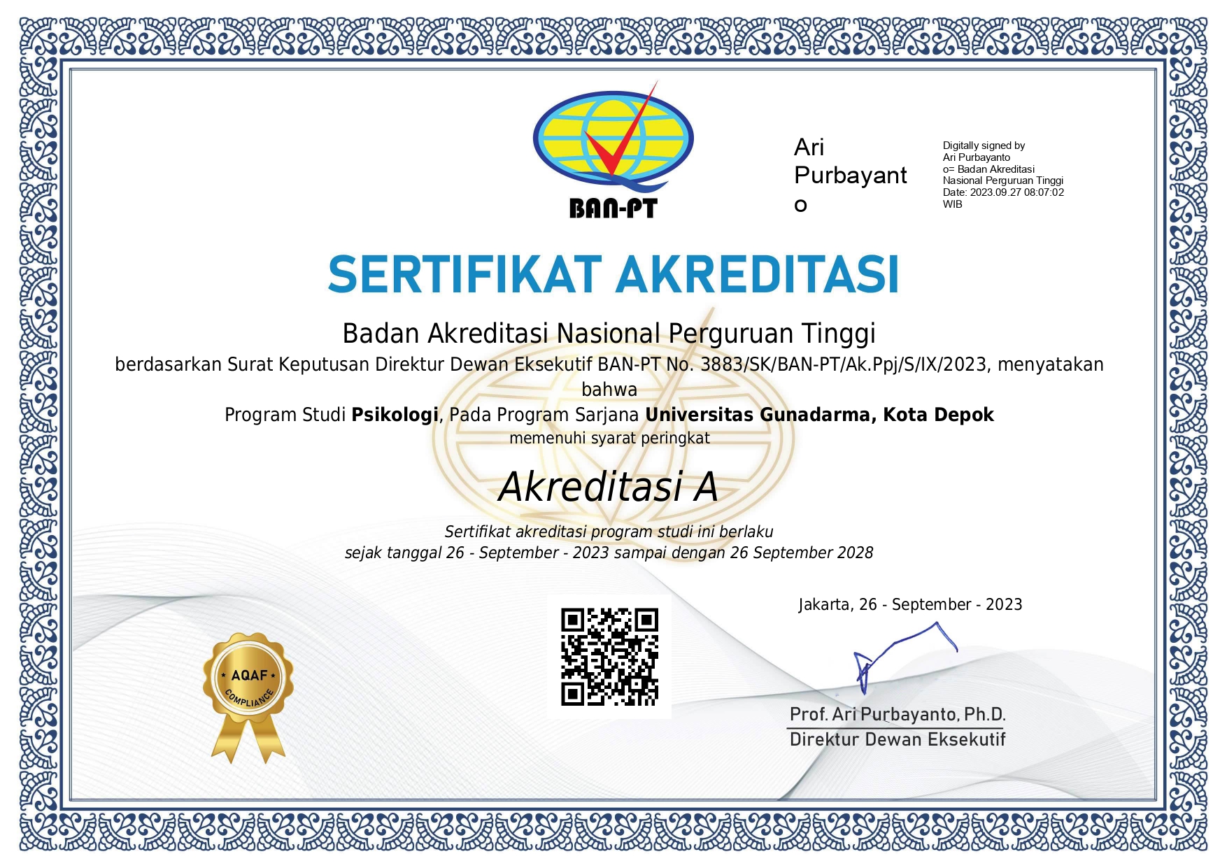 Akreditasi_Prodi Psikologi_2023 sampai 2028